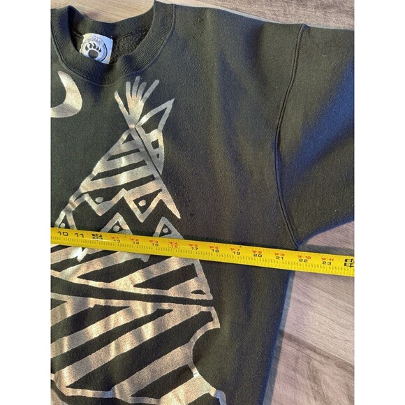 Native American Art Sweatshirt Vintage Wolf Teepee Print By Indian Skin 90s - Picture 5 of 6